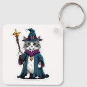 Sleutelhanger Mini tovenaar kat met magische staf (Achterkant)