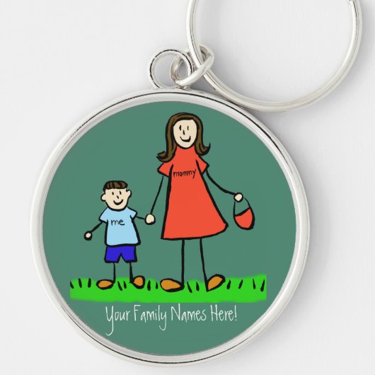 Sleutelhanger Moeder en Zoon Aangepaste Familieken (Voorkant)