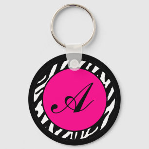 Sleutelhanger Monogram Hot Pink Zebra Dierlijk afd