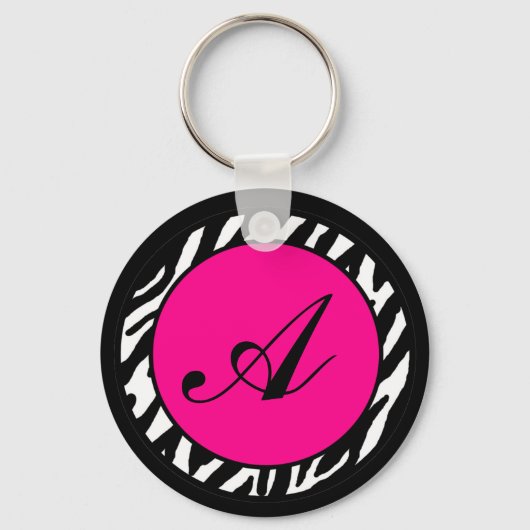 Sleutelhanger Monogram Hot Pink Zebra Dierlijk afd (Voorkant)