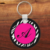 Sleutelhanger Monogram Hot Pink Zebra Dierlijk afd (Voorkant)