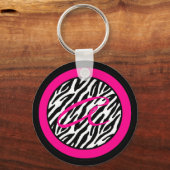 Sleutelhanger Monogram Hot Pink Zebra Dierlijk afd (Voorkant)