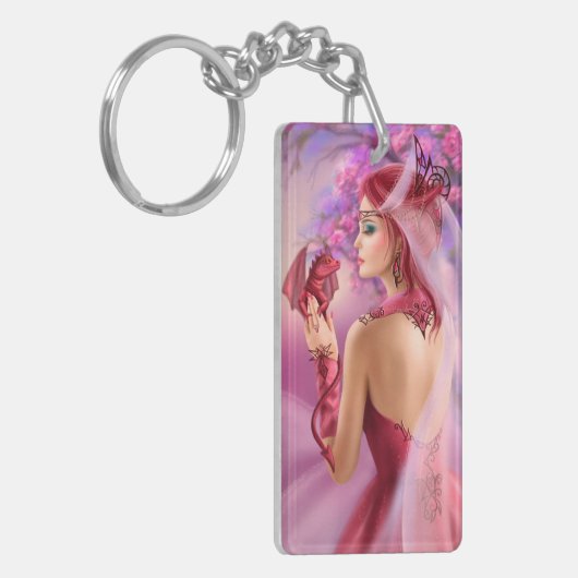 Sleutelhanger Mooie koningin en draak (Voorkant Links)