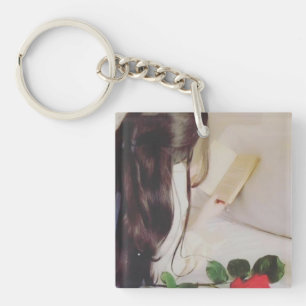 Sleutelhanger Mooie Meisje Roos Boek Sleutelhanger