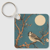 Sleutelhanger Moonlit Bird on Blossom Branch (Voorkant)