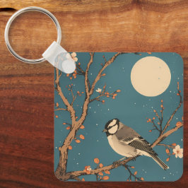 Sleutelhanger Moonlit Bird on Blossom Branch