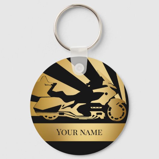 Sleutelhanger motorfiets biker gold (Voorkant)