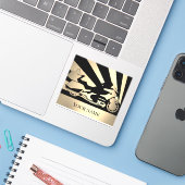 Sleutelhanger Motorfiets Fietsster Sepia Sticker (Laptop met iPhone)