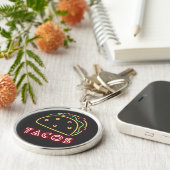 Sleutelhanger Neon Tacos-symbool en tekstcode (Zijkant)