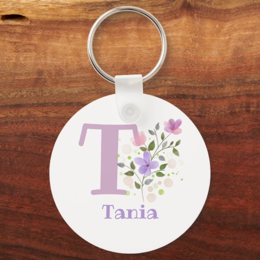 Sleutelhanger of Key Fob in een Floral Design met  (Achterkant)