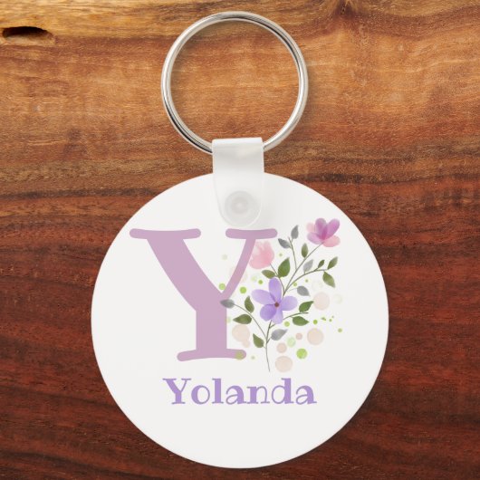 Sleutelhanger of Key Fob in een Floral Design met  (Achterkant)