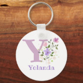 Sleutelhanger of Key Fob in een Floral Design met  (Voorkant)