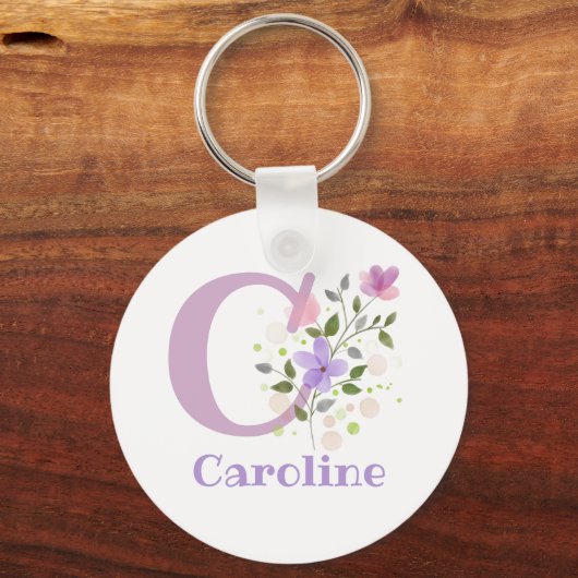 Sleutelhanger of Key Fob in een Floral Design met  (Voorkant)