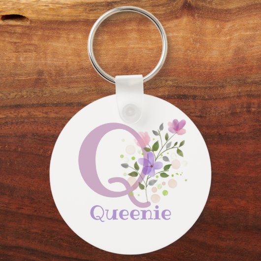 Sleutelhanger of Key Fob in een Floral Design met  (Voorkant)