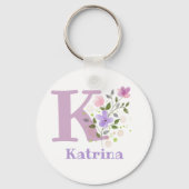 Sleutelhanger of Key Fob in een Floral Design met  (Voorkant)