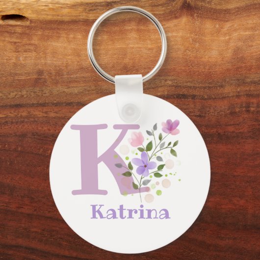 Sleutelhanger of Key Fob in een Floral Design met  (Achterkant)
