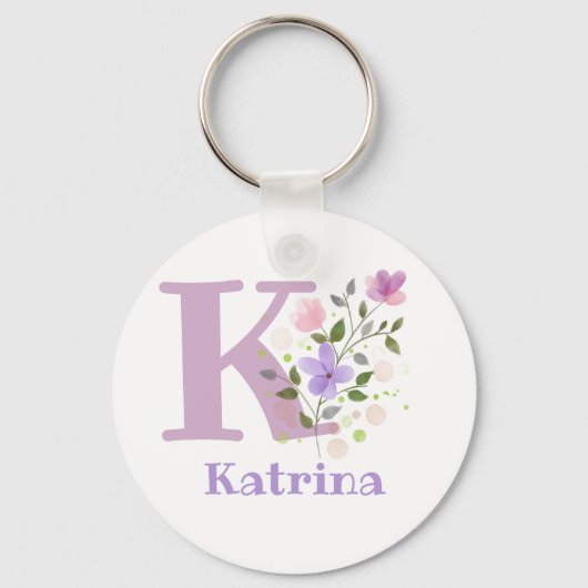 Sleutelhanger of Key Fob in een Floral Design met  (Achterkant)