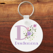 Sleutelhanger of Key Fob in een Floral Design met  (Achterkant)