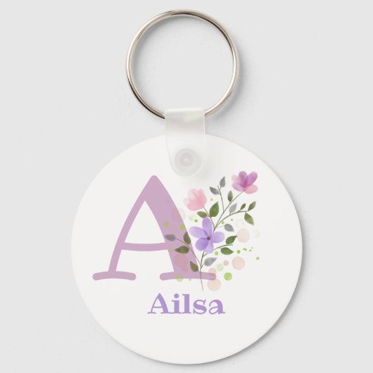 Sleutelhanger of Key Fob in een Floral Design met  (Voorkant)