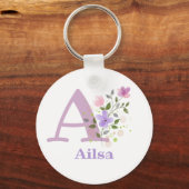 Sleutelhanger of Key Fob in een Floral Design met  (Achterkant)