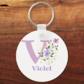 Sleutelhanger of Key Fob in een Floral Design met  (Achterkant)