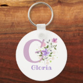 Sleutelhanger of Key Fob in een Floral Design met  (Achterkant)