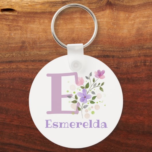 Sleutelhanger of Key Fob in een Floral Design met  (Achterkant)