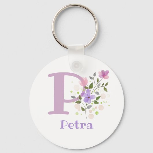 Sleutelhanger of Key Fob in een Floral Design met (Voorkant)