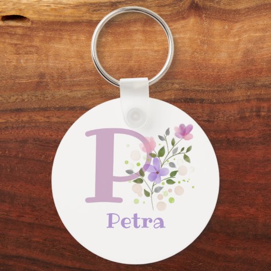 Sleutelhanger of Key Fob in een Floral Design met  (Voorkant)