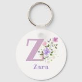 Sleutelhanger of Key Fob in een Floral Design met  (Achterkant)
