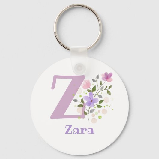 Sleutelhanger of Key Fob in een Floral Design met  (Achterkant)