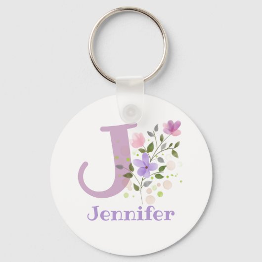 Sleutelhanger of Key Fob in een Floral Design met  (Voorkant)