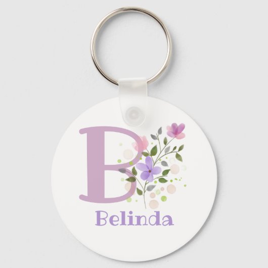 Sleutelhanger of Key Fob in een Floral Design met (Voorkant)
