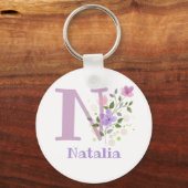 Sleutelhanger of Key Fob in een Floral Design met  (Voorkant)