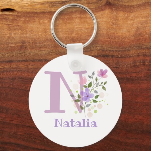 Sleutelhanger of Key Fob in een Floral Design met  (Voorkant)