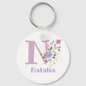 Sleutelhanger of Key Fob in een Floral Design met  (Achterkant)