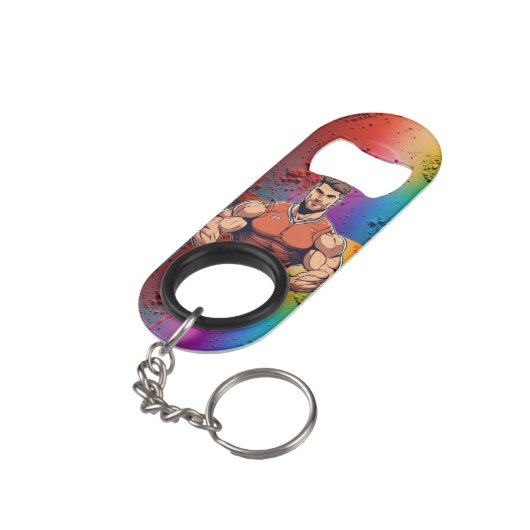 Sleutelhanger opener mini flessenopener (Achterkant Gekanteld)