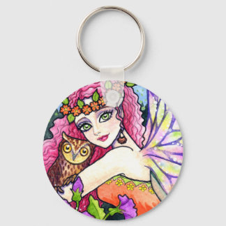 Sleutelhanger Owl Flower Fairy Fantasy door Ann Ho