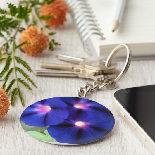 Sleutelhanger Paarse morning Glory Flower (Zijkant)