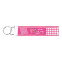 Sleutelhanger, Pink Gingham, Vrouw in Central Logo