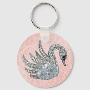 Sleutelhanger Pink Jewel Swan (017-003)