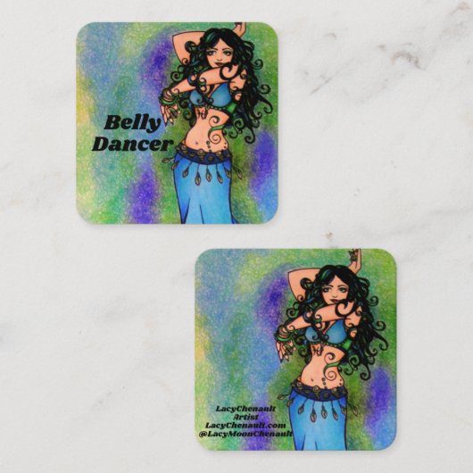 Sleutelhanger Pisces Belly Dancer Vierkante Visitekaartje (Voorkant / Achterkant)