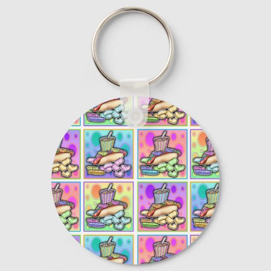 Sleutelhanger - Pop Art Hotdog met Chips en een Dr (Voorkant)