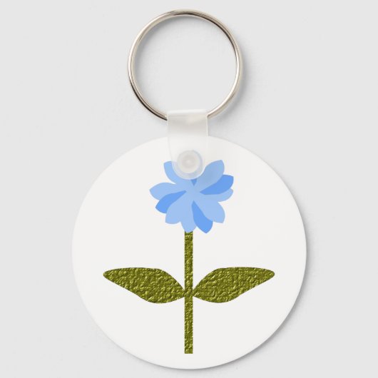 Sleutelhanger Pretty Blue Madeliefje Bloem (Voorkant)