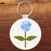Sleutelhanger Pretty Blue Madeliefje Bloem (Voorkant)