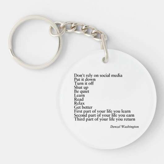 sleutelhanger Quote, Denzel Washington Quote Gift (Voorkant)