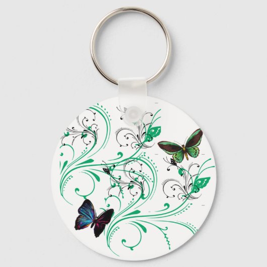 Sleutelhanger Ranken & Vlinders Groene Kleuren (Voorkant)