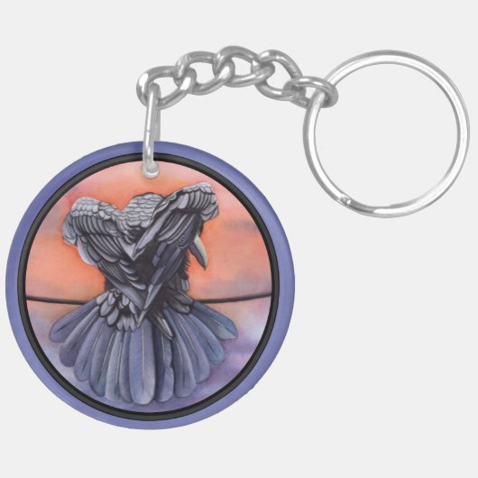 Sleutelhanger Raven Custom Name Corbie 2 Side Crow (Achterkant Rechts)