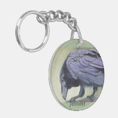 Sleutelhanger Raven Custom Name Corbie 2 Side Crow (Voorkant Links)