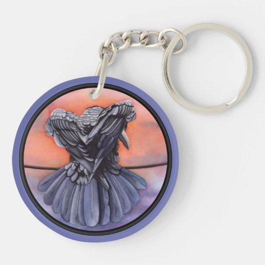 Sleutelhanger Raven Custom Name Corbie 2 Side Crow (Achterkant)